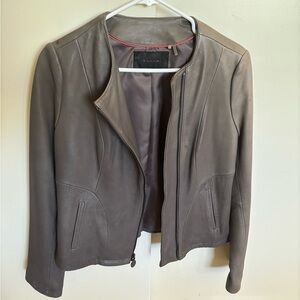 Tahari Gray Leather Jacket